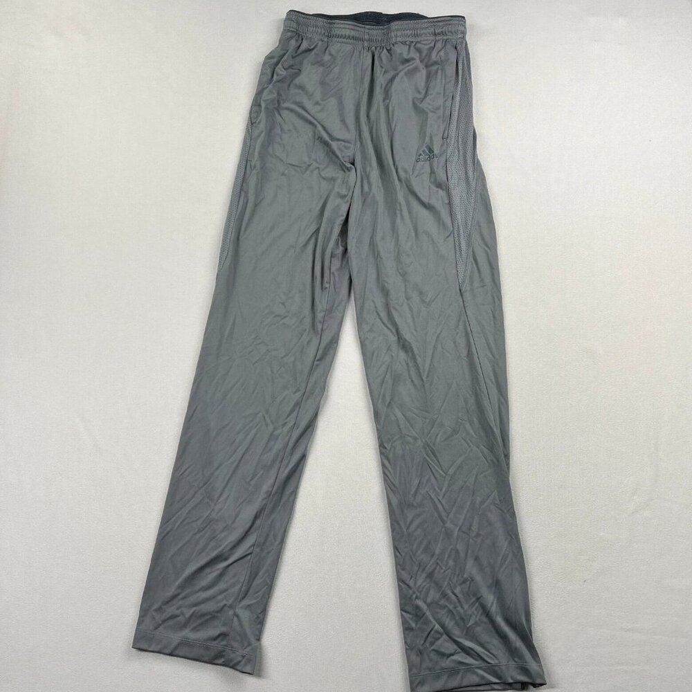 Adidas Pants Mens Small Light Gray Lightweight Elastic Waist Bottom Zipper